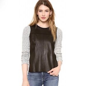 REBECCA TAYLOR genuine  soft Leather Front Sweater Size M